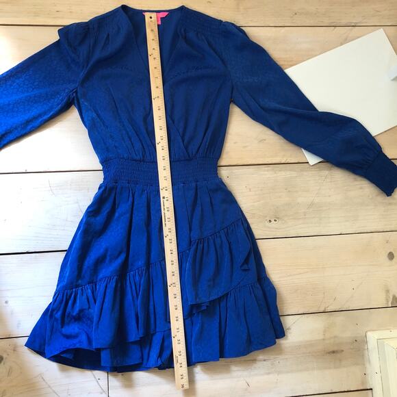 Lilly Pulitzer EUC Women's Cristiana Faux Wrap Dress Ikat Blue Size 2 - Picture 11 of 12